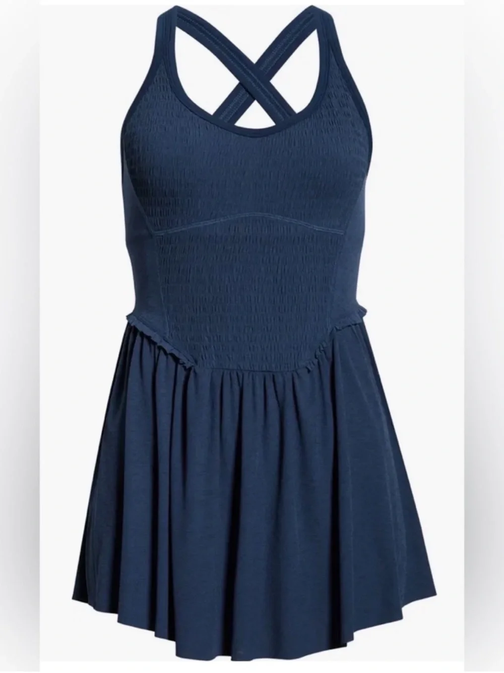 Free People Smockin Hot Dress Mini Workout Exercise Midnight Navy XS NEW NWT